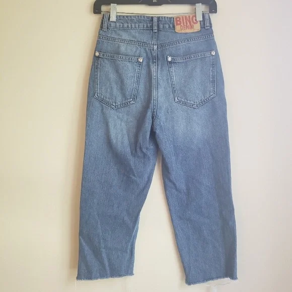 Anine Bing "Bing" Logo Ribbon Side Striped Denim Jeans - Picture 7 of 8